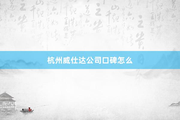杭州威仕达公司口碑怎么