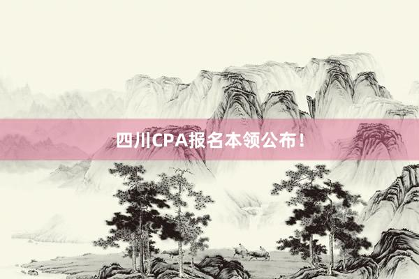 四川CPA报名本领公布!