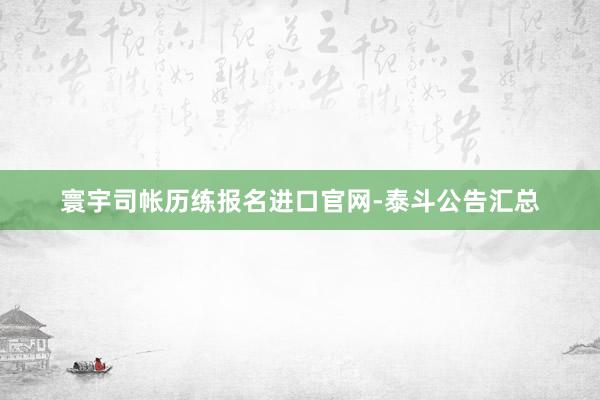 寰宇司帐历练报名进口官网-泰斗公告汇总
