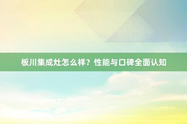 板川集成灶怎么样？性能与口碑全面认知